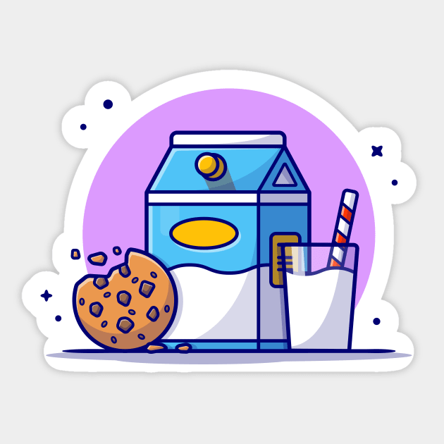 Milk And Cookies Cartoon Vector Icon Illustration Sticker by Catalyst Labs